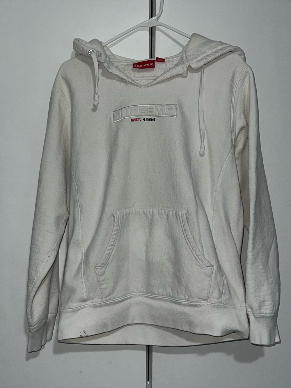 Vintage Supreme Off-White Embroidered Box Logo Hoodie